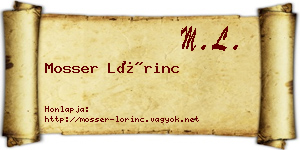 Mosser Lőrinc névjegykártya